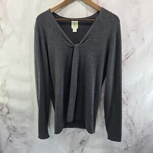 Title Nine Sweater Womens Medium Gray Cotton Pullover V Neck